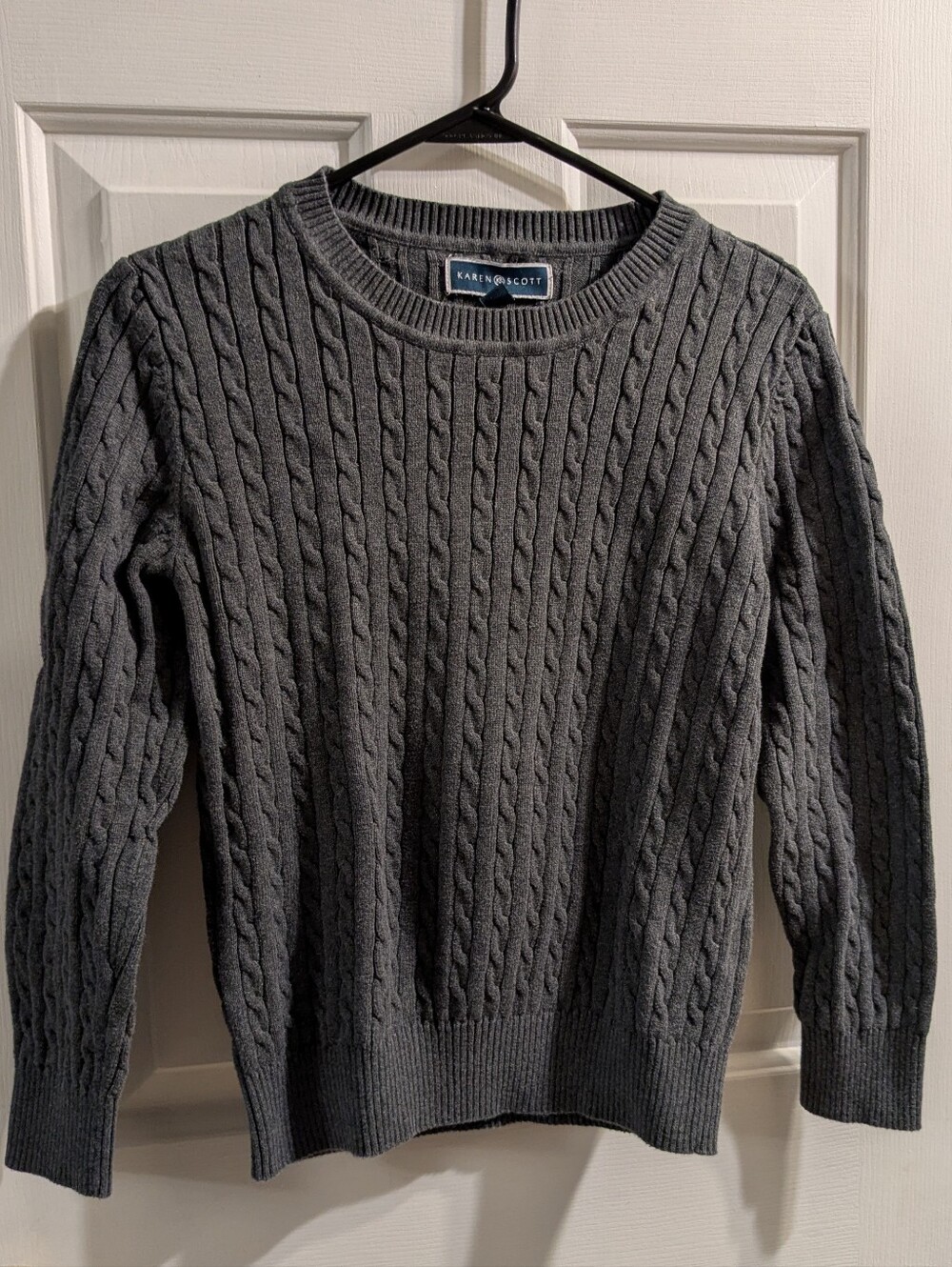 Karen Scott Textured Cable Knit Grey Sweater - Picture 1 of 3